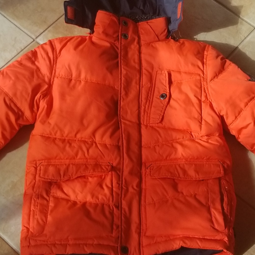 HAWKE & CO orange down coat 10/12 - Picture 2 of 15